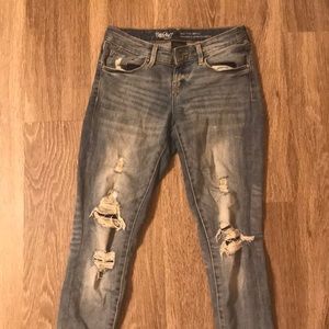 Mid rise ripped skinny jeans light wash